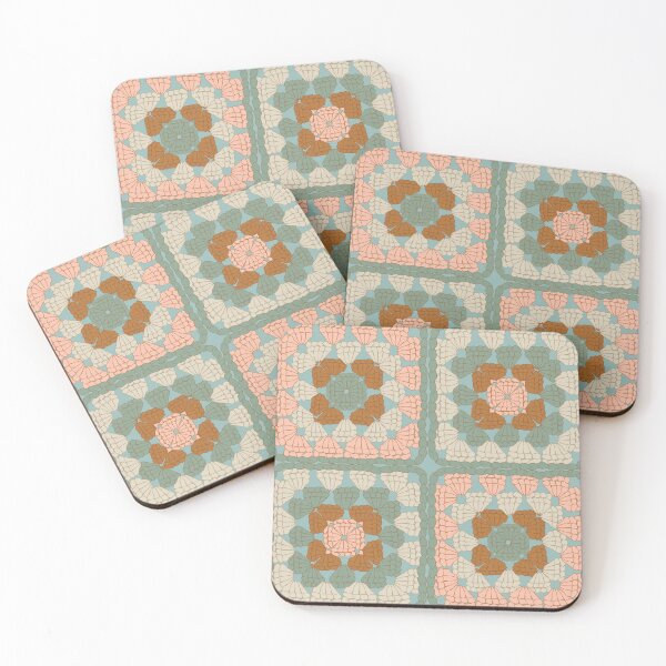 Item preview, Sage Green Crochet Granny Square with Earthy Accent Colors designed and sold by rhombusOnion.