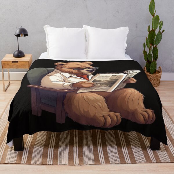Item preview, Copy of Bear reading paper (white background) designed and sold by Tabuku.