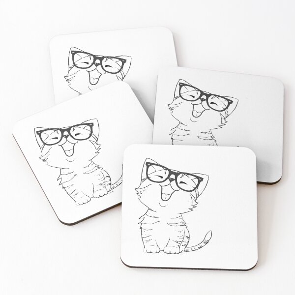 Item preview, Happy Cat with Glasses designed and sold by KGoPrintables.