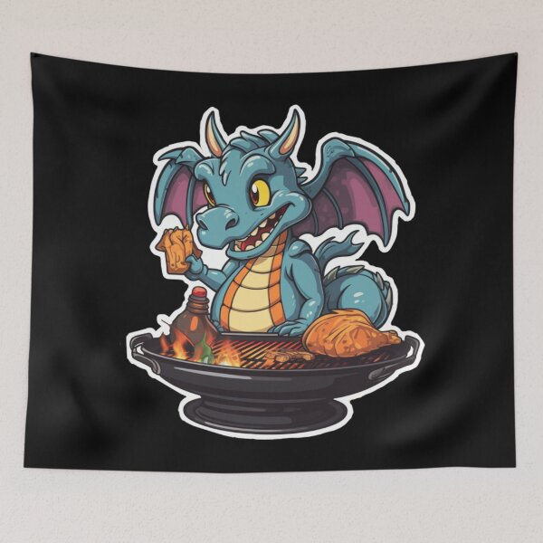 Item preview, Dragon BBQ (black background) designed and sold by Tabuku.