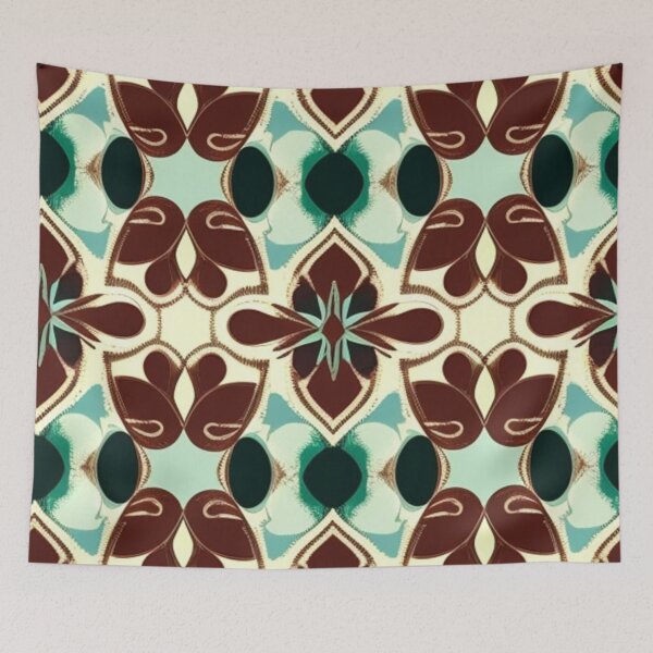 Item preview, Brown blue retro pattern  designed and sold by Roxburylane.