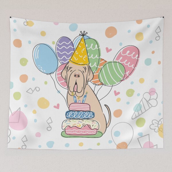 Item preview, Tawny Cream Neapolitan Mastiff Neo Dog Birthday Party designed and sold by Lulupainting.