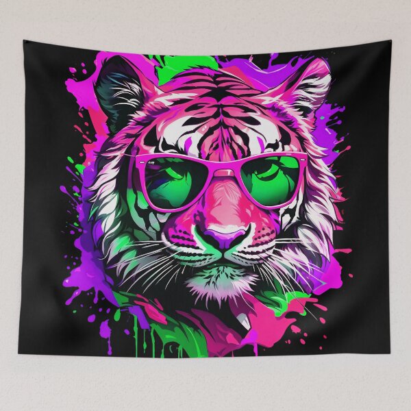 Artikelvorschau, Tiger-Farbspritzer mit Sonnenbrille entworfen und verkauft von MindWave THC.