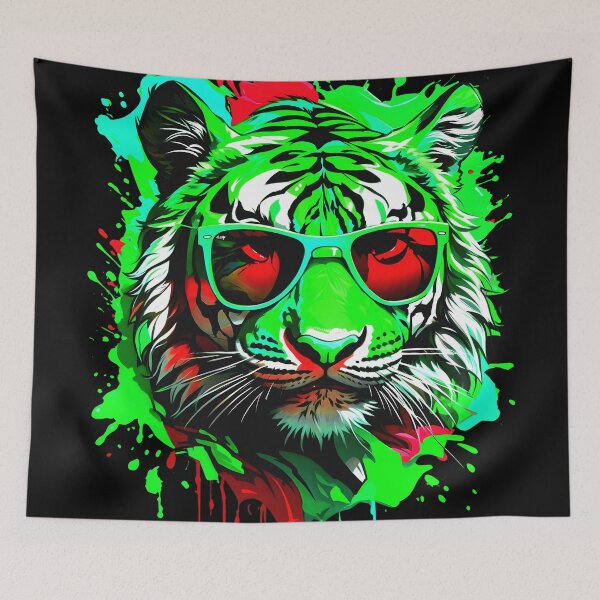 Artikelvorschau, Tiger-Farbspritzer mit Sonnenbrille entworfen und verkauft von MindWave THC.