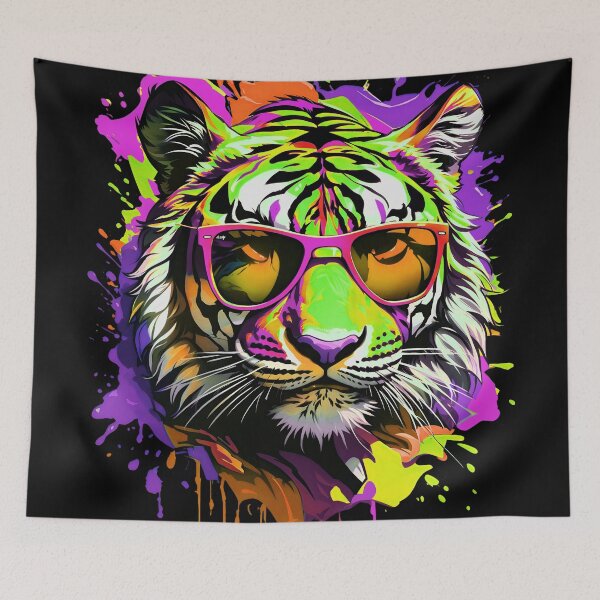 Artikelvorschau, Tiger-Farbspritzer mit Sonnenbrille entworfen und verkauft von MindWave THC.