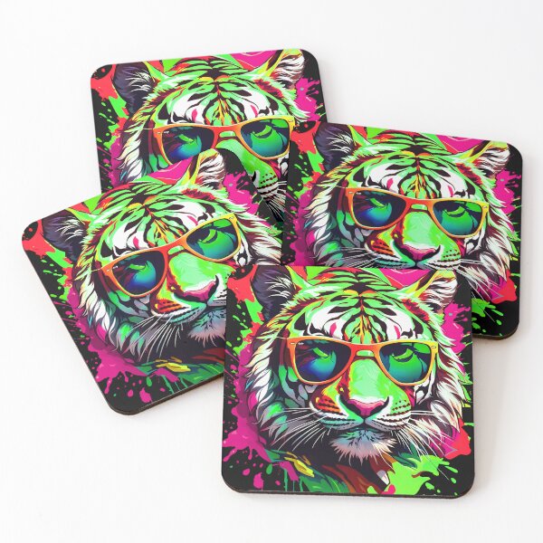 Artikelvorschau, Tiger-Farbspritzer mit Sonnenbrille entworfen und verkauft von MindWave THC.