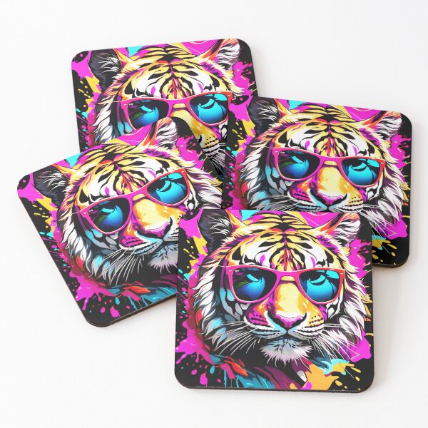 Artikelvorschau, Tiger-Farbspritzer mit Sonnenbrille entworfen und verkauft von MindWave THC.
