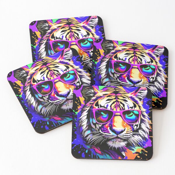 Artikelvorschau, Tiger-Farbspritzer mit Sonnenbrille entworfen und verkauft von MindWave THC.