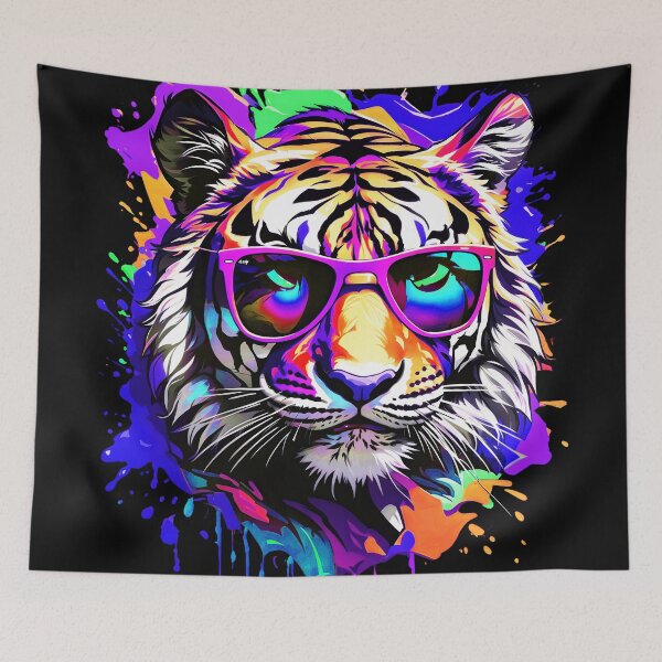 Artikelvorschau, Tiger-Farbspritzer mit Sonnenbrille entworfen und verkauft von MindWave THC.