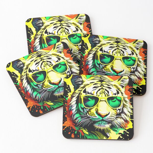 Artikelvorschau, Tiger-Farbspritzer mit Sonnenbrille entworfen und verkauft von MindWave THC.