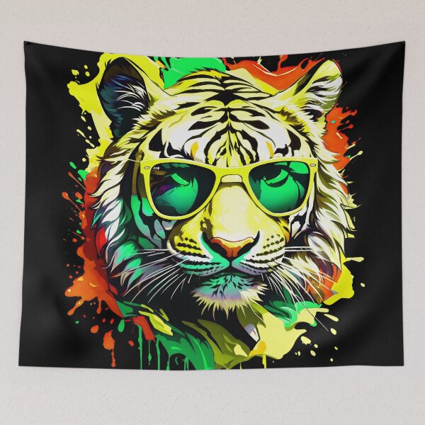 Artikelvorschau, Tiger-Farbspritzer mit Sonnenbrille entworfen und verkauft von MindWave THC.