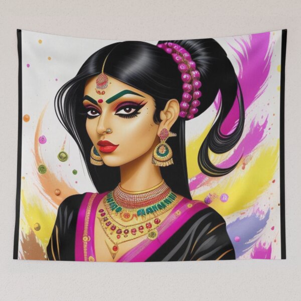 Item preview, Indian girl paint splash  designed and sold by Roxburylane.