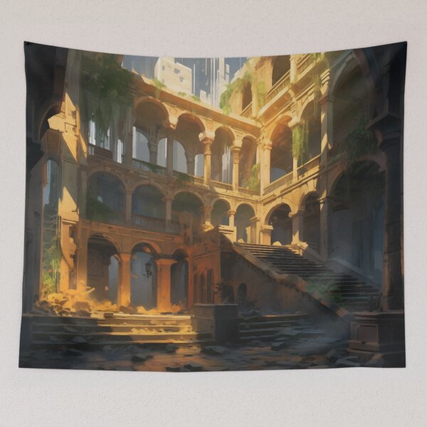 Item preview, Ancient Building Illuminated by Digital Twilight designed and sold by oanaunciuleanu.