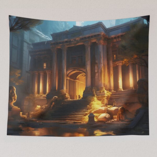 Item preview, Ancient Building Illuminated by Digital Twilight designed and sold by oanaunciuleanu.