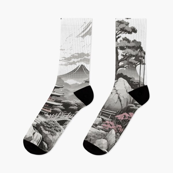 Item preview, Black & White Japanese castle pond designed and sold by PCGDrawing.
