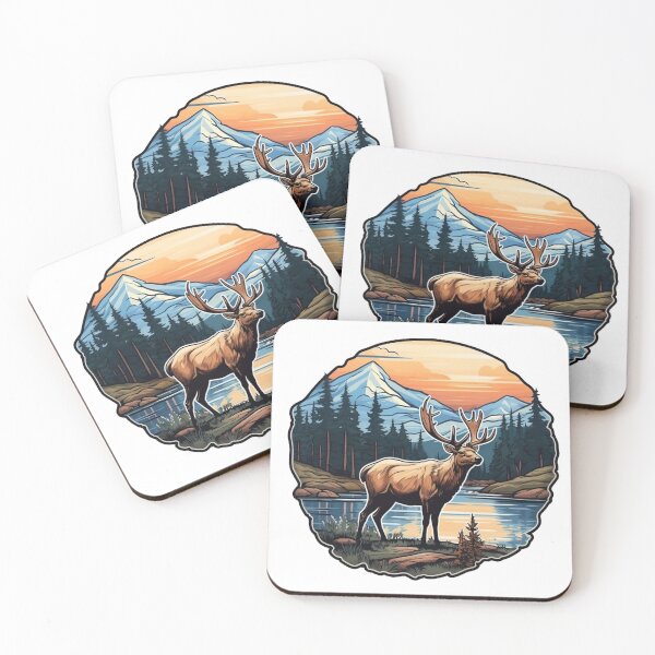 Item preview, Mountain deer lake sticker landscape designed and sold by Stickerlion.