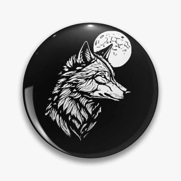 Artikelvorschau, Wolfskopf vor dem Hintergrund des Mondes entworfen und verkauft von FlowerandDesing.