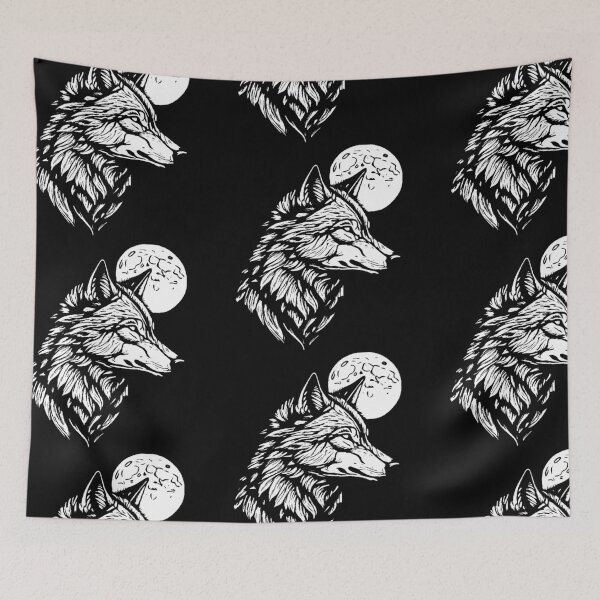Item preview, Wolf's head against the background of the moon designed and sold by FlowerandDesing.
