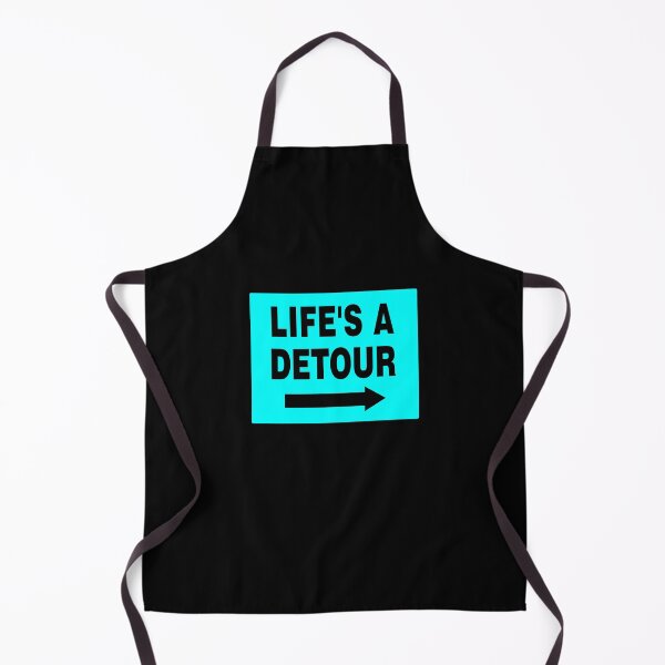 Item preview, LIFE'S A DETOUR; Signage with Black Bold Lettering and Arrow on Sky Blue Background designed and sold by AASparksDesigns.