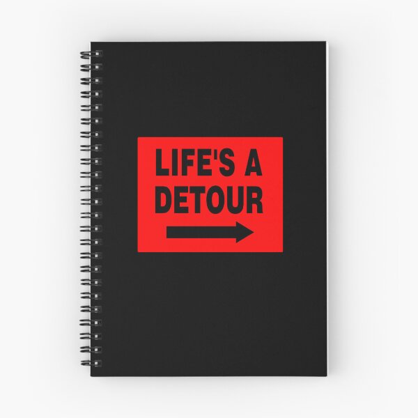 Item preview, LIFE'S A DETOUR; Signage with Black Bold Lettering and Arrow on Red Background designed and sold by AASparksDesigns.