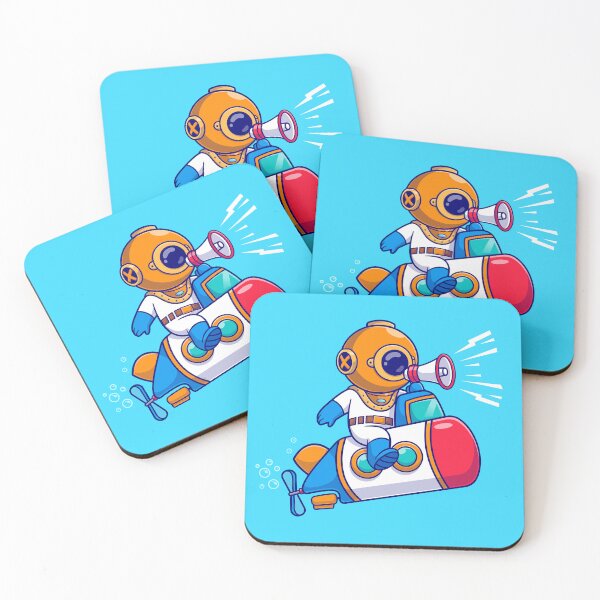 Item preview, Underwater Explorer: Cute Diver with Submarine and Megaphone designed and sold by hjian8219.