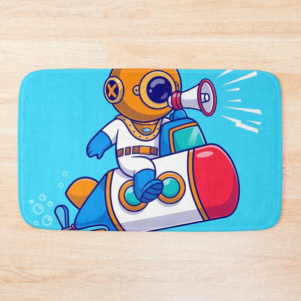 Item preview, Underwater Explorer: Cute Diver with Submarine and Megaphone designed and sold by hjian8219.