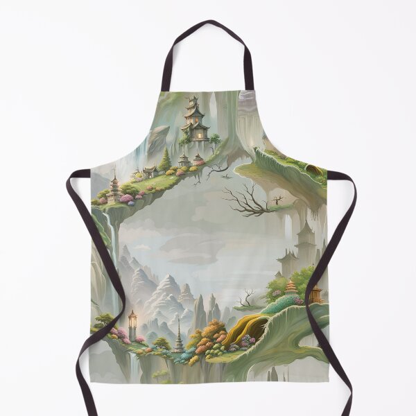 Item preview, chinese pattern, pagoda, tree, roots, waterfall, mountains, atmosphere, classics, spring summer, rhombuses, geometry, landscape designed and sold by Maria Mihailova.