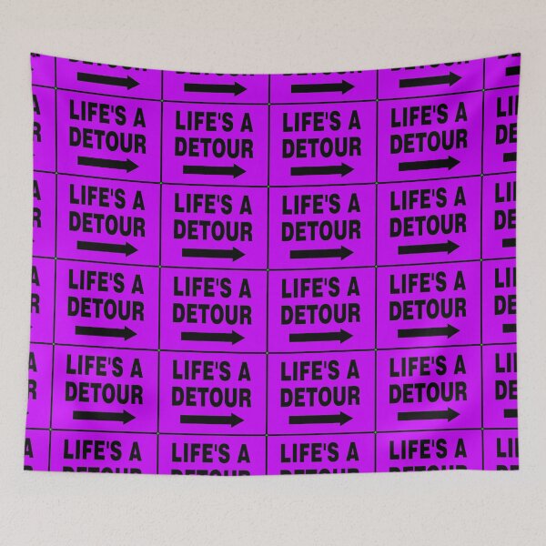 Item preview, LIFE'S A DETOUR; Signage with Black Bold Lettering and Arrow on Purple Background designed and sold by AASparksDesigns.