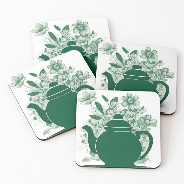 Item preview, Pot with green tea and flowers - gift for tea drinkers and nature lovers designed and sold by patterncrow.