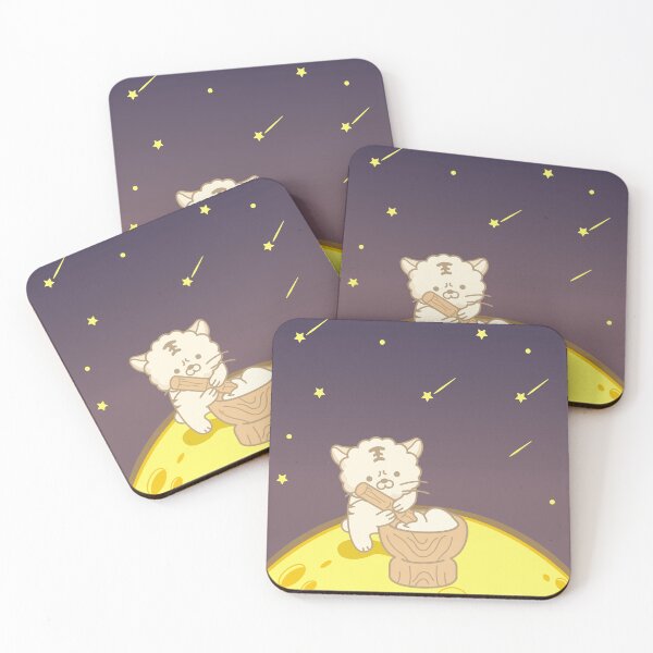 Item preview, A cute cat making rice cake on the moon designed and sold by Planb StudioDesign.