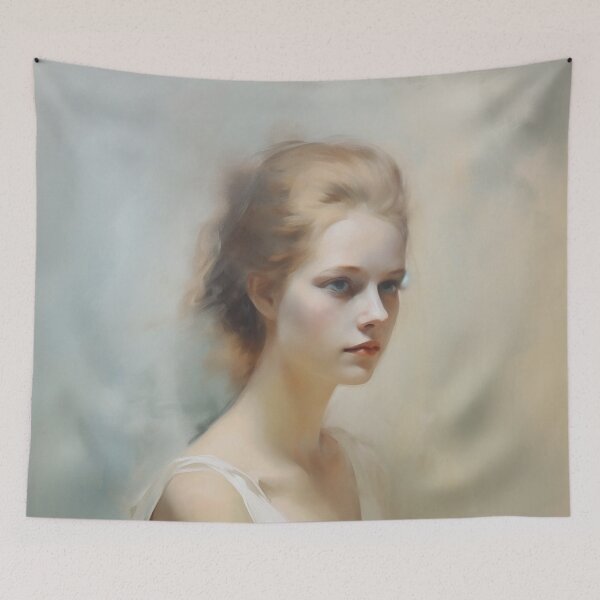 Item preview, Coqueta pintura vintage estética de una mujer triste. designed and sold by Coquette Art.
