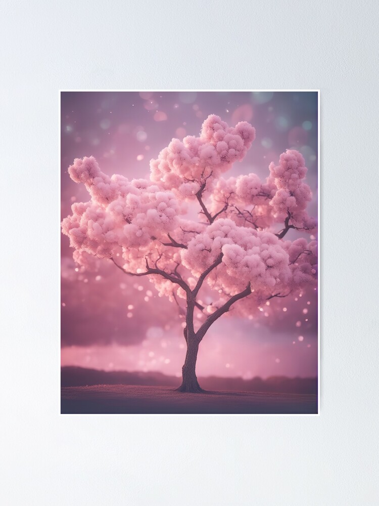 Pink mystical fantasy sakura tree Poster