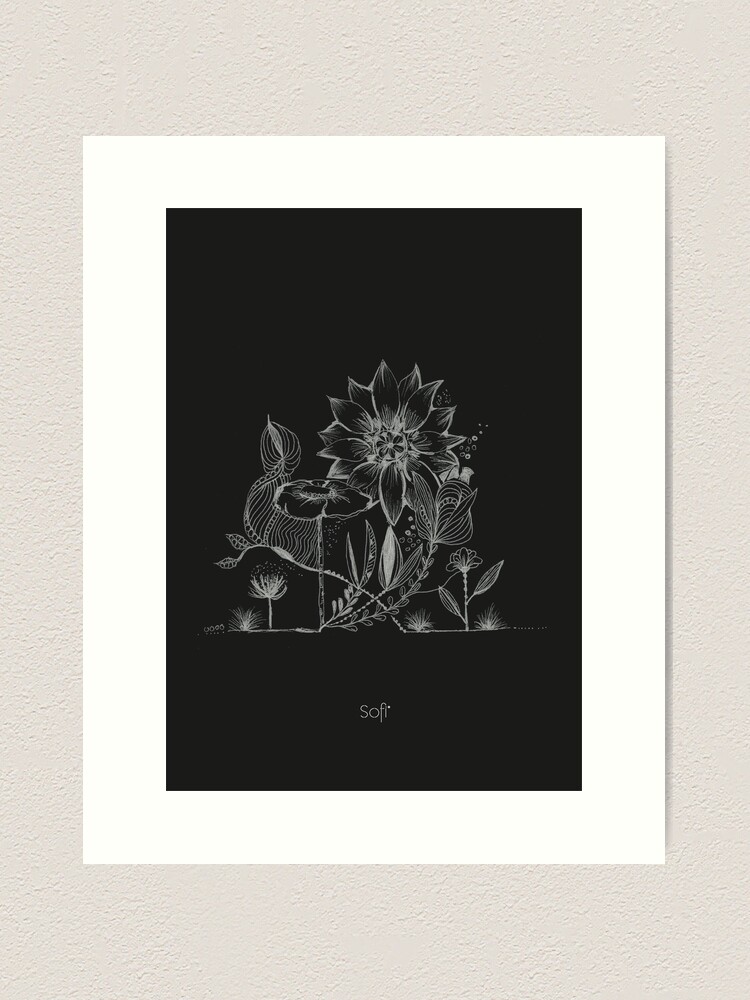 zentangle and flowers Art Print