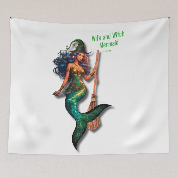 Item preview, White Halloween Wife and Witch Mermaid I Am designed and sold by SirenasWorld.