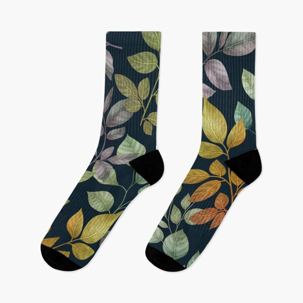 Item preview, Colorful autumn leaves. Fall foliage watercolor seamless pattern on dark background designed and sold by likapix.