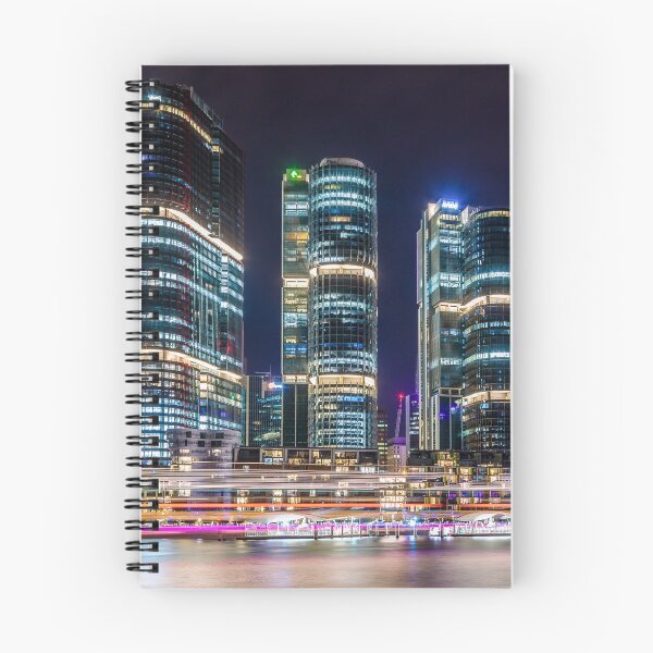Item preview, Darling Harbour and Barangaroo, Sydney NSW Australia - Vibrant Night Landscape Cityscape with Trails, Bright and Colourful Photograph designed and sold by MC-Photo.