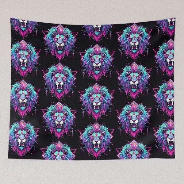 Item preview, Pink and Blue Lion |Psychedelic Art | Graffiti designed and sold by ZEESDESIGN.