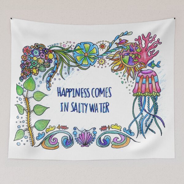 Item preview, Hapiness ComesIn Salty Water Sea Life Art Design designed and sold by HighArtDesigns.