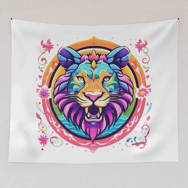 Item preview, Folk Roar - Vibrant Lion Head Art designed and sold by BNCH44.