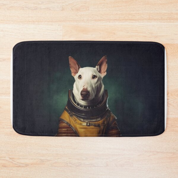 Item preview, portrait of a bull terrier dog in a spacesuit against the background of space designed and sold by JoBlack1.