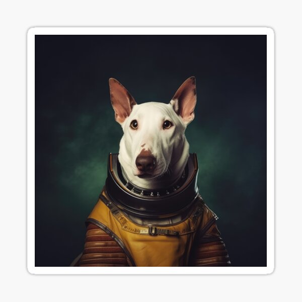 Item preview, portrait of a bull terrier dog in a spacesuit against the background of space designed and sold by JoBlack1.
