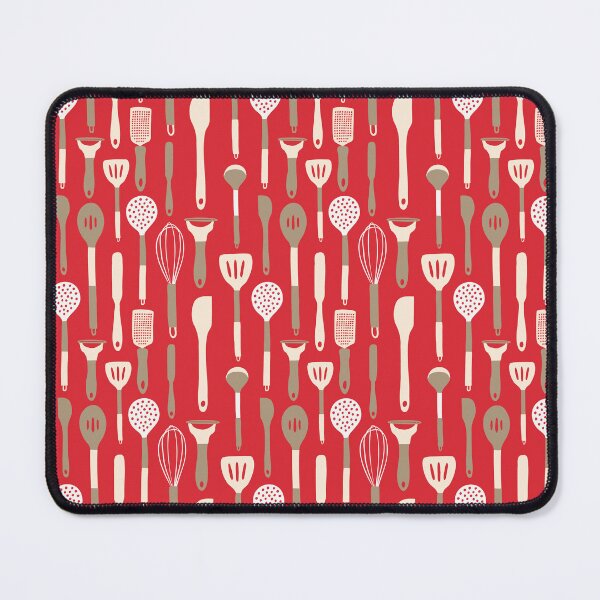 Item preview, Cookery Magic Red Kitchen utensil food pattern designed and sold by Nicola-Rowe.