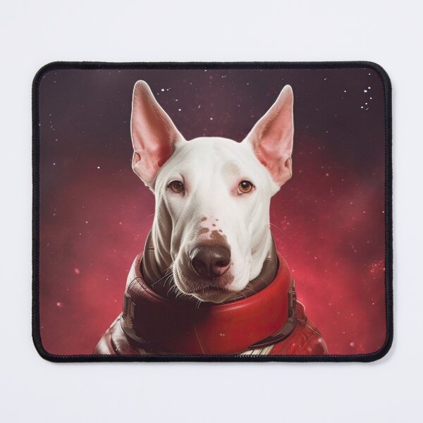 Item preview, portrait of a bull terrier dog in a spacesuit against the background of space designed and sold by JoBlack1.