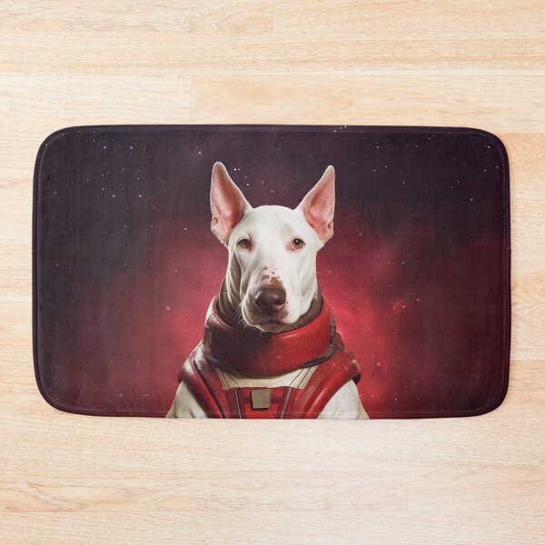 Item preview, portrait of a bull terrier dog in a spacesuit against the background of space designed and sold by JoBlack1.