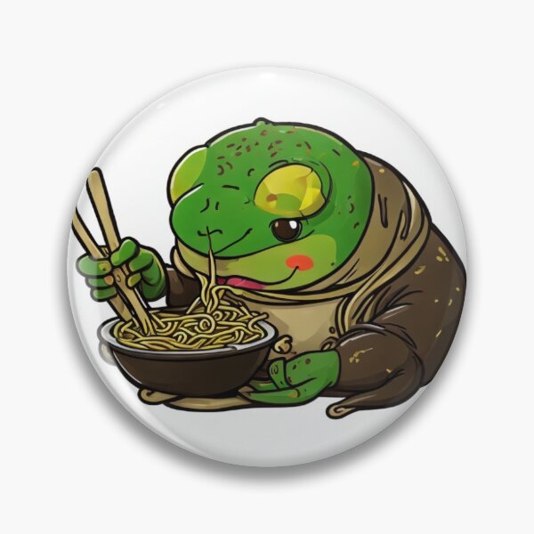Item preview, cute frog eating ramen sticker designed and sold by Tape2Sticker.
