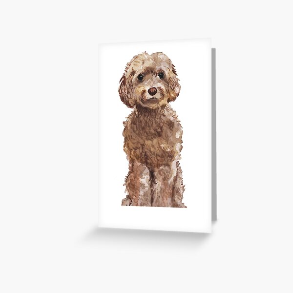 Handmade blank multi-use card for Birthday Cockapoo Dog Watercolour Art Card Brown 5x7 Get Well for cockerpoo lover Sorry Thank you