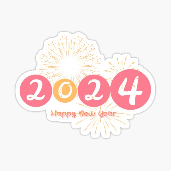 Sticker for Sale avec l'œuvre « Bonne année 2024 à venir » de l'artiste  shoppypod