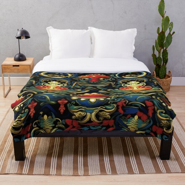 Artikelvorschau, Buntes Fantasiemuster orange blau rot grün gelb schwarz Ornamente Geist entworfen und verkauft von G-M-Designs.