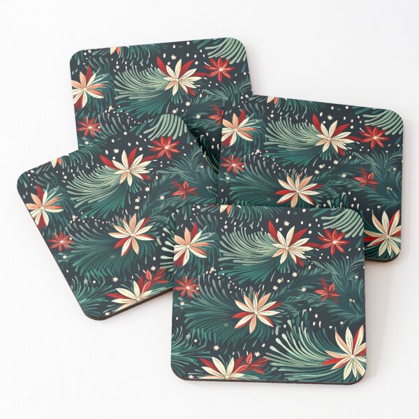 Item preview, Poinsettia and Pine Christmas pattern designed and sold by Inky-Spiration.