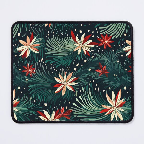 Item preview, Poinsettia and Pine Christmas pattern designed and sold by Inky-Spiration.